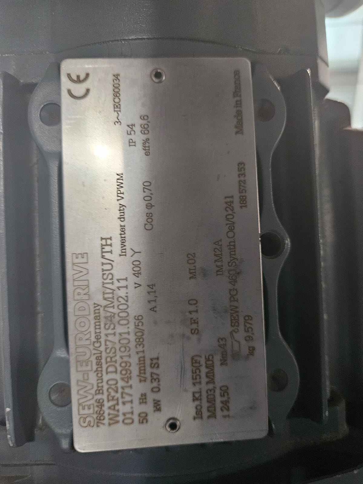 SEW MOVIMOT MFP22D VSD, 0.37kW motor and gearbox 3